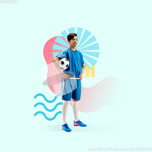 Image of Sport and geometric style. Modern design. Contemporary art collage.