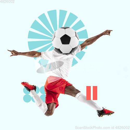 Image of Sport and geometric style. Modern design. Contemporary art collage.