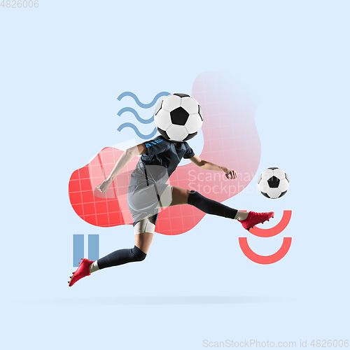 Image of Sport and geometric style. Modern design. Contemporary art collage.