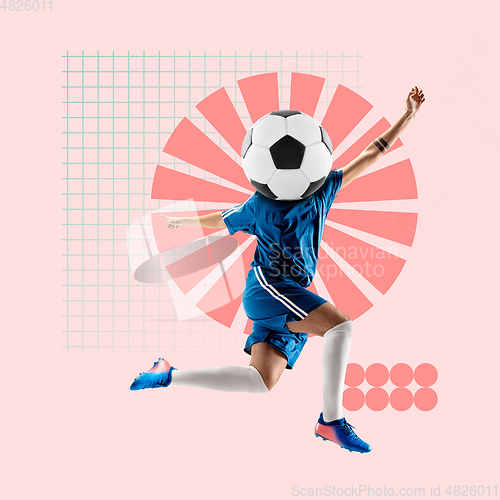 Image of Sport and geometric style. Modern design. Contemporary art collage.