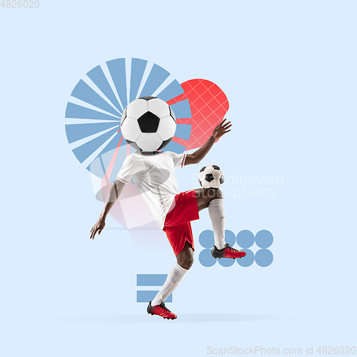 Image of Sport and geometric style. Modern design. Contemporary art collage.