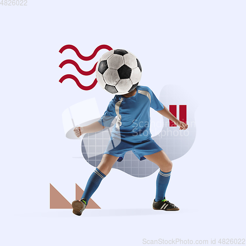 Image of Sport and geometric style. Modern design. Contemporary art collage.