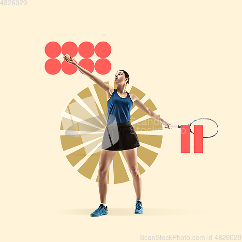 Image of Sport and geometric style. Modern design. Contemporary art collage.