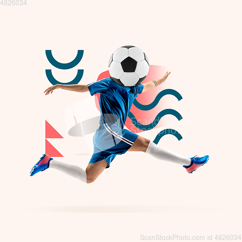 Image of Sport and geometric style. Modern design. Contemporary art collage.