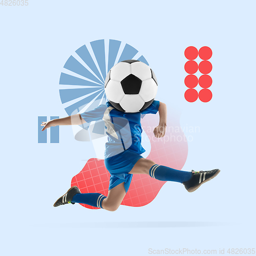 Image of Sport and geometric style. Modern design. Contemporary art collage.