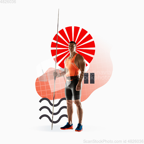 Image of Sport and geometric style. Modern design. Contemporary art collage.