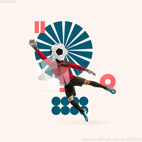 Image of Sport and geometric style. Modern design. Contemporary art collage.