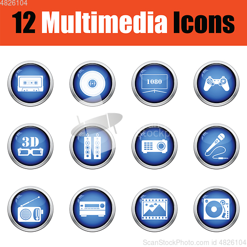 Image of Set of multimedia icons. 