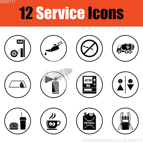 Image of Set of twelve Petrol station icons