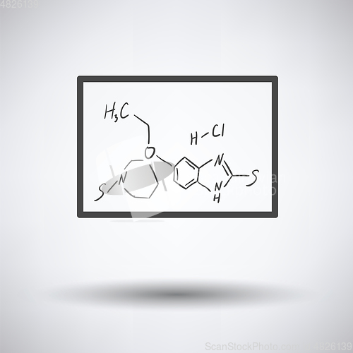 Image of Icon of chemistry formula on classroom blackboard