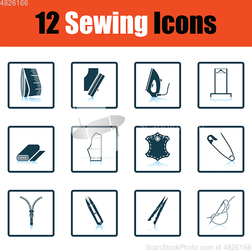 Image of Set of sewing icons