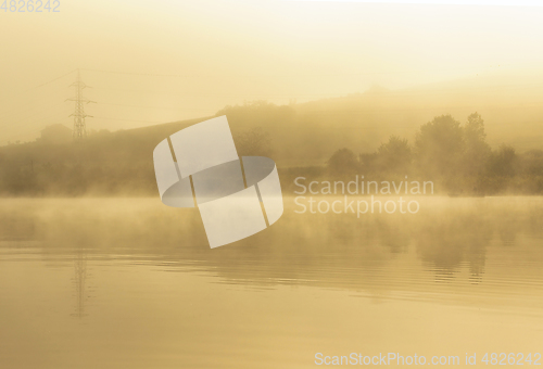 Image of misty morning over the lake