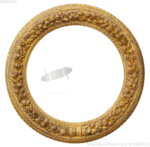 Image of Round gilded antique empty picture frame