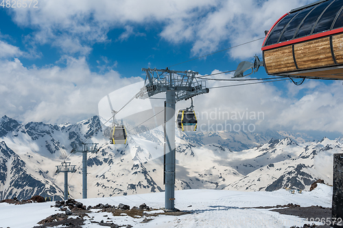 Image of Cable car over ski valley