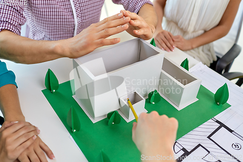 Image of creative team building project layout at office