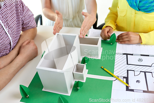 Image of creative team building project layout at office