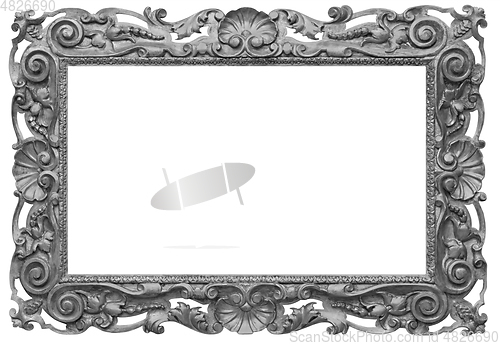 Image of Wooden vintage rectangular silver-plated, silver antique empty p