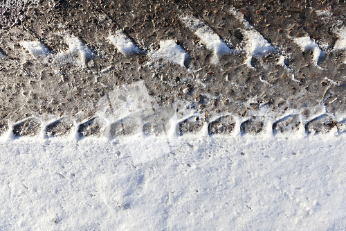 Image of A track in the snow, winter