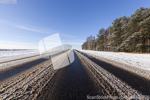 Image of Asphalt road in winter