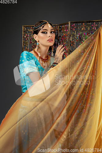 Image of beautiful arabic style bride in ethnic clothes