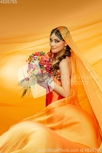 Image of beautiful arabic style bride in ethnic clothes