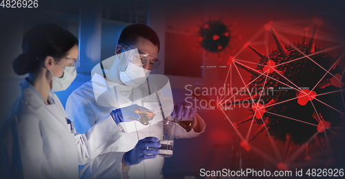 Image of scientists working on coronavirus vaccine at lab