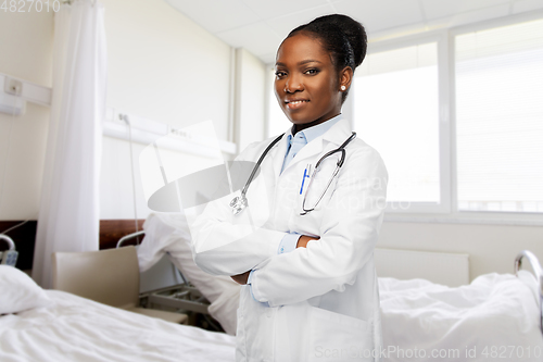 Image of african american female doctor with stethoscope