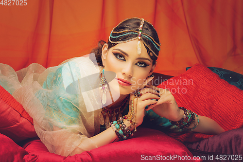 Image of beautiful arabic style bride in ethnic clothes