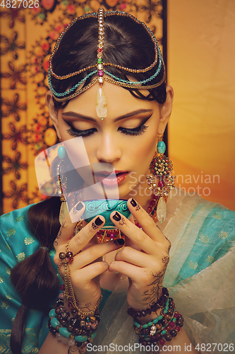 Image of beautiful arabic style bride in ethnic clothes