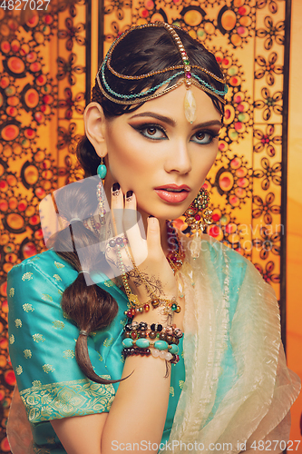 Image of beautiful arabic style bride in ethnic clothes