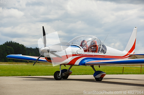 Image of small plane before take-off