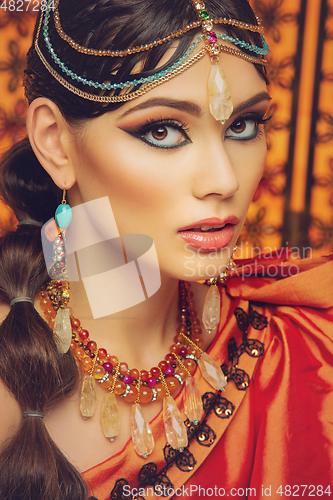 Image of beautiful arabic style bride in ethnic clothes