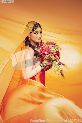 Image of beautiful arabic style bride in ethnic clothes