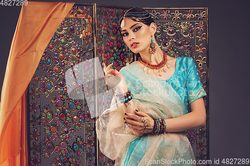 Image of beautiful arabic style bride in ethnic clothes