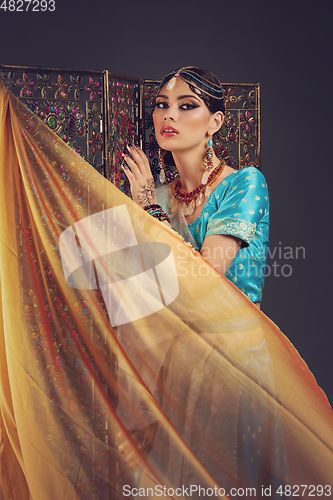 Image of beautiful arabic style bride in ethnic clothes