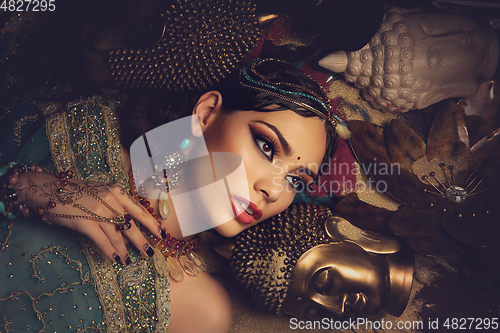Image of beautiful arabic style bride in ethnic clothes