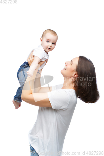Image of beautiful young mother with toddler baby boy