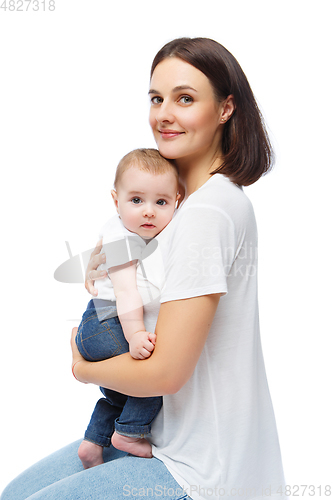 Image of beautiful young mother with toddler baby boy