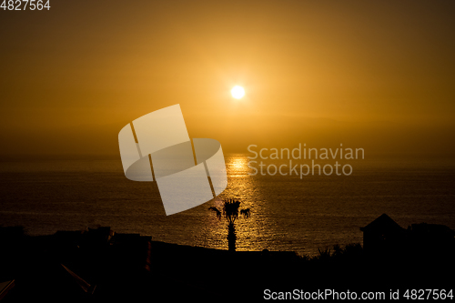 Image of beautiful view on la gomera island and sky while sunset