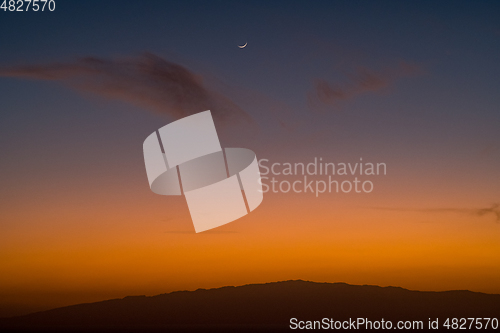 Image of beautiful view on la gomera island and sky while sunset