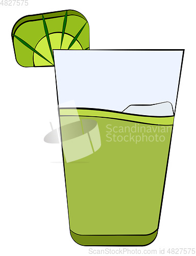 Image of Green lime mojito with ice vector or color illustration