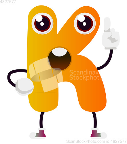Image of Orange letter K vector illustration on white background