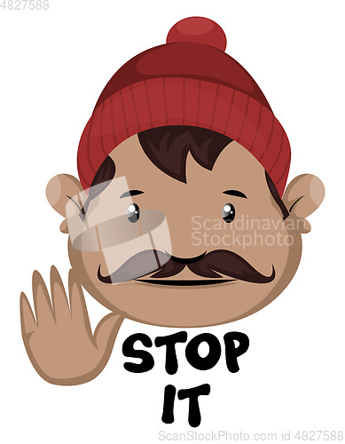 Image of Man is showing stop with hand, illustration, vector on white bac