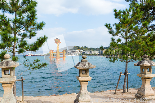 Image of Floating Torii Gate in Hiroshima of Japan, Itsukushima shine