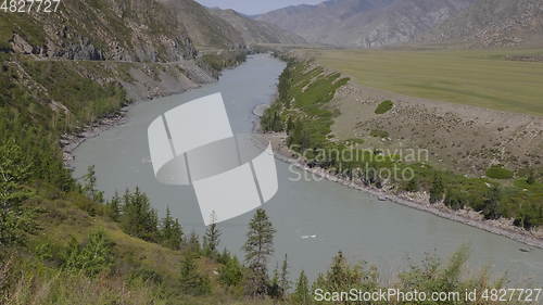 Image of Waves, spray and foam, river Katun in Altai mountains. Siberia, Russia