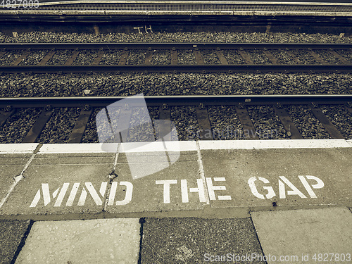 Image of Vintage looking Mind the gap in London