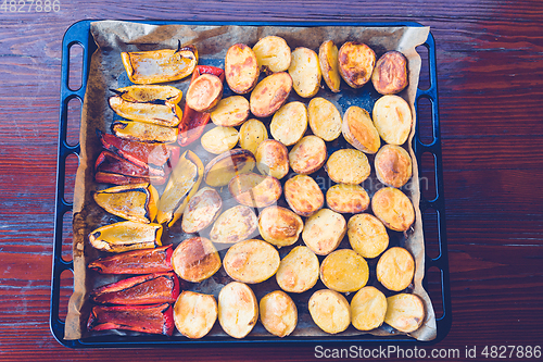 Image of Delicious baked potato and pepper