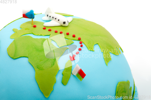 Image of Birthday cake like globe, travel concept