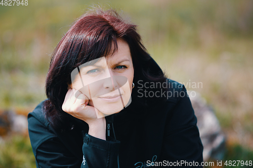 Image of outdoor fashion Beauty Portrait of middle age woman