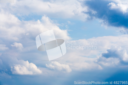 Image of White clouds on blue sky background